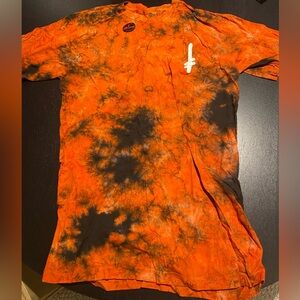 Vibrant Orange and Black Tie-Dye Tee